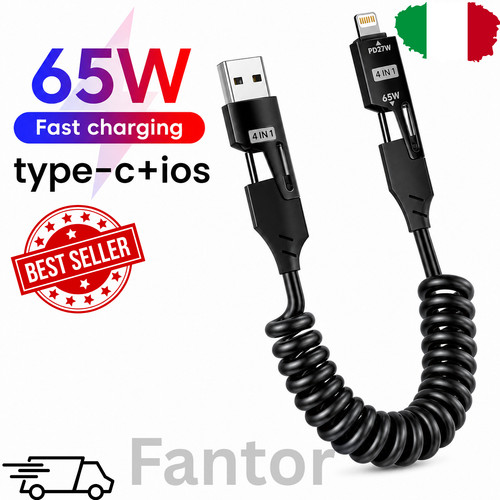 Cavo usb retrattile 65w - usb,